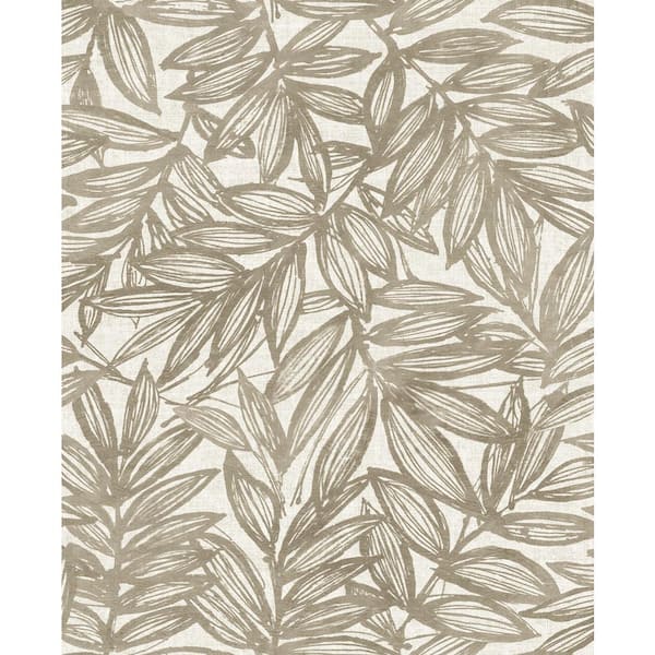 A-Street Prints Beige Rhythmic Leaf Wallpaper Sample
