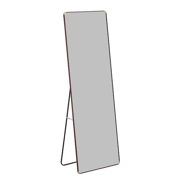 Brown 23.2 in. W x 65 in. H Farmhouse Rectangle Glass Framed Mirror Wall Mirror Wall Decor Mirror