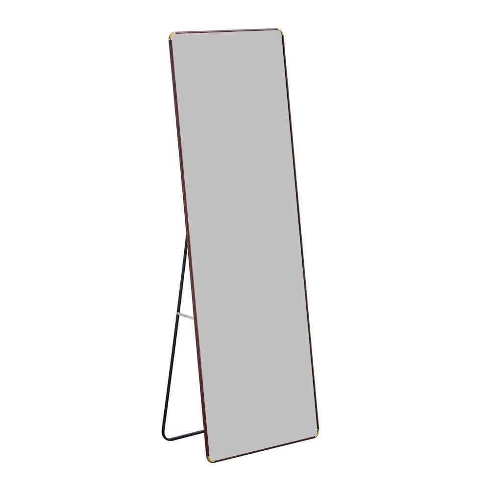 Brown 23.2 in. W x 65 in. H Farmhouse Rectangle Glass Framed Mirror Wall Mi