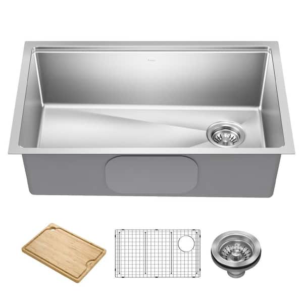 Fairlane 30Undermount Workstation Single Bowl 18-GaugeStainless Steel Kitchen Sinkwith Accessories