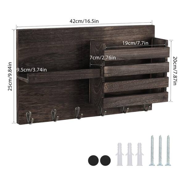 Wood Wooden Wall Key Cupboard Cabinet Rack Holder Storage Box 8 Hooks 