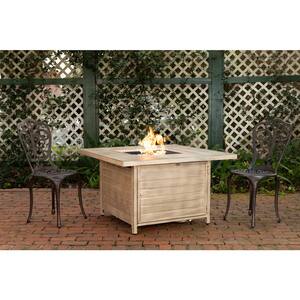 Langhorne 40 in. x 24 in. Square Aluminum Propane Fire Pit Table in Driftwood
