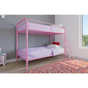 Elen Pink Metal Twin Over Twin Bunk Bed
