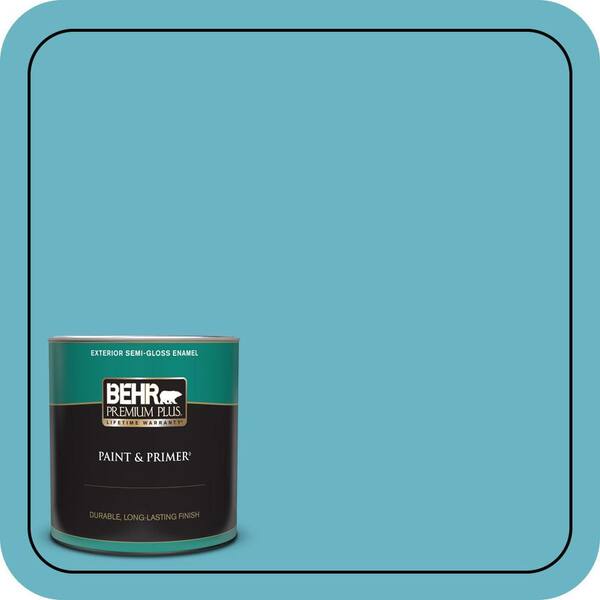 BEHR PREMIUM PLUS 1 qt. #530D-5 Riverside Blue Semi-Gloss Enamel Exterior Paint & Primer