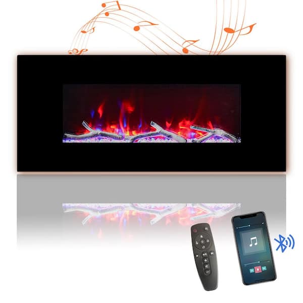 5120 BTU 42 in. Wall-Mounted Black Electric Fireplace Insert with Double Overheat Protection & 2-Speaker Stereo Sound