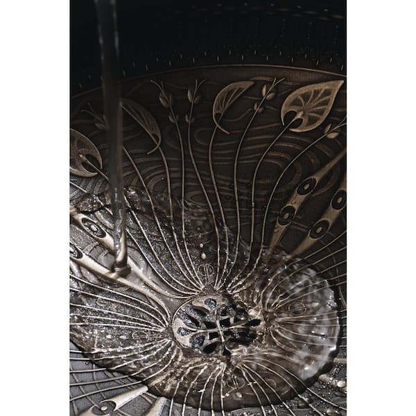 KOHLER Lilies Lore Vitreous China Undermount Bathroom Sink in Cast Bronze with Medium Patina KOHLER Lilies Lore Vitreous China Undermount Bathroom Sink in Cast Bronze with Medium Patina