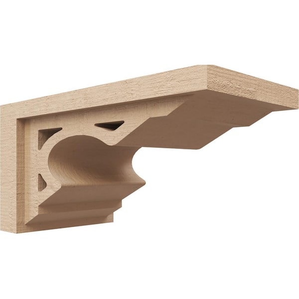 Ekena Millwork 7 in. x 7 in. x 14 in. Wide Sheridan Rough Cedar Woodgrain TimberThane Corbel, Primed Tan