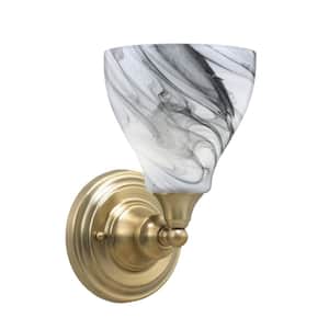 Fulton 1 Light New Age Brass Wall Sconce 6.25 in. Onyx Swirl Glass