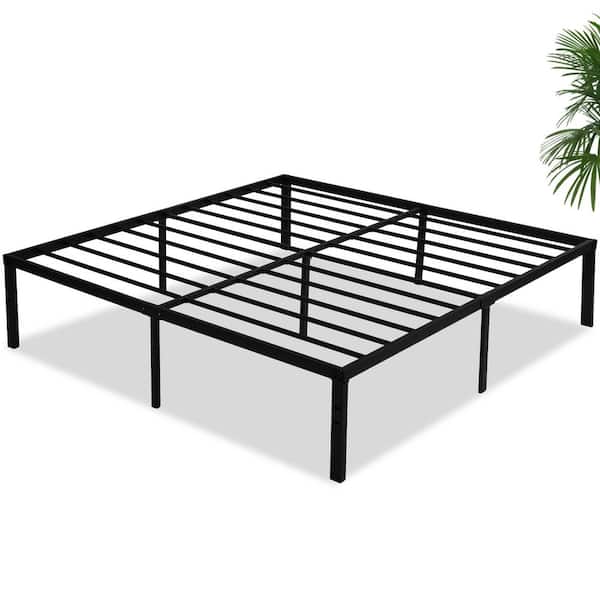 VECELO Tall Bed Frames Black, Metal Frame King Platform Bed With Heavy Duty Platform and Steel Slat, Easy Assembly, Noise Free