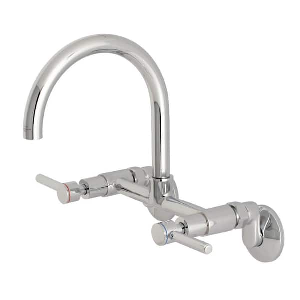 Kingston Brass Concord 2-Handle Wall-Mount Standard Kitchen Faucet in Polished Chrome
