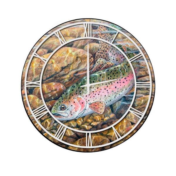 Unbranded "Rainbow Trout" Full Coverage Art and White Numbers Imaged Wall Clock