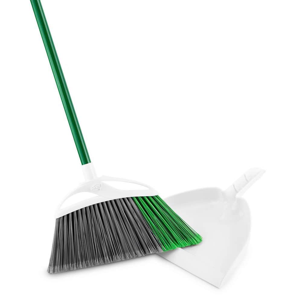 UPC 071736002125 product image for Libman 15 in. Extra-Large Precision Angle Broom and Dustpan Set, Green/ Gray/ an | upcitemdb.com
