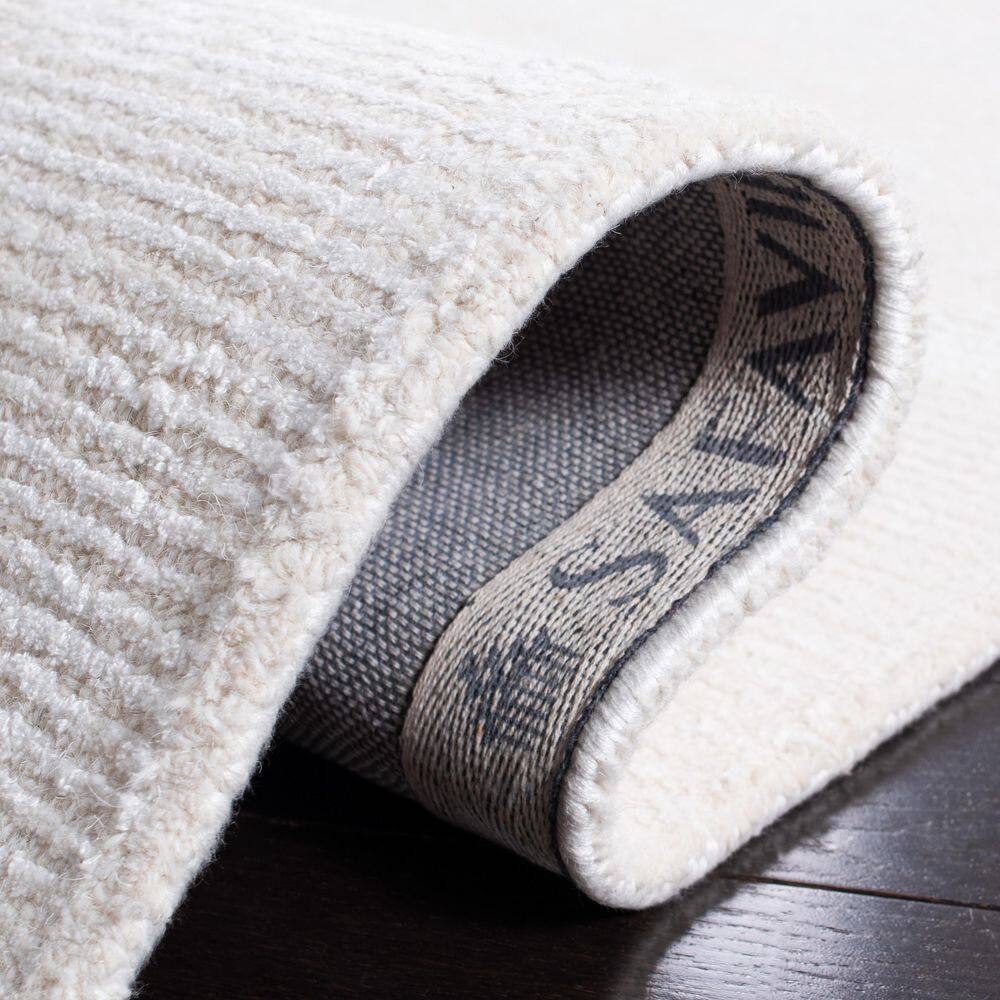 Ivory Hand Tufted Wool and Viscose Square Rug, 6 ft