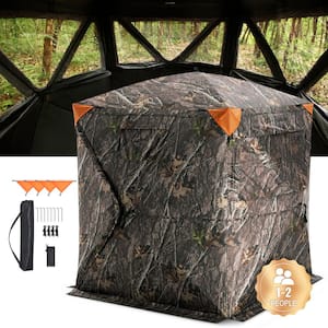 Hunting Blind, 270-Degree See Through Ground Blind, 1-2 Person Pop Up Deer Blind for Hunting with Carrying Bag, Portable