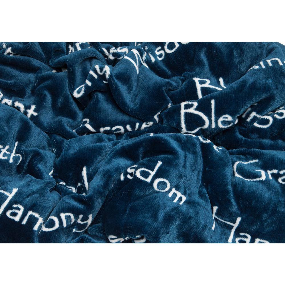 Blue Reversible Sherpa and Faux Fur Throw Blanket