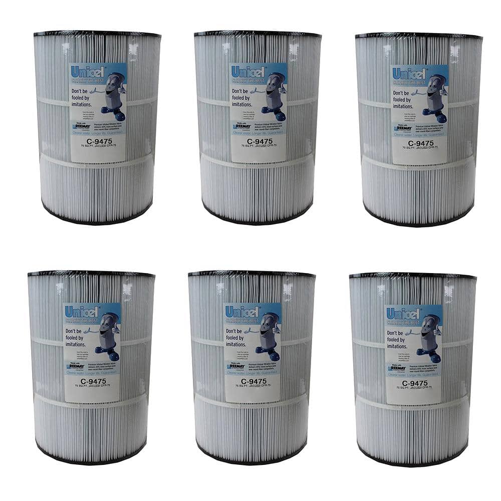 Unicel 9.94 in. Dia 75 sq. ft. Replacement Pool Filter Cartridge (6Pack) 6 x C9475 The Home Depot