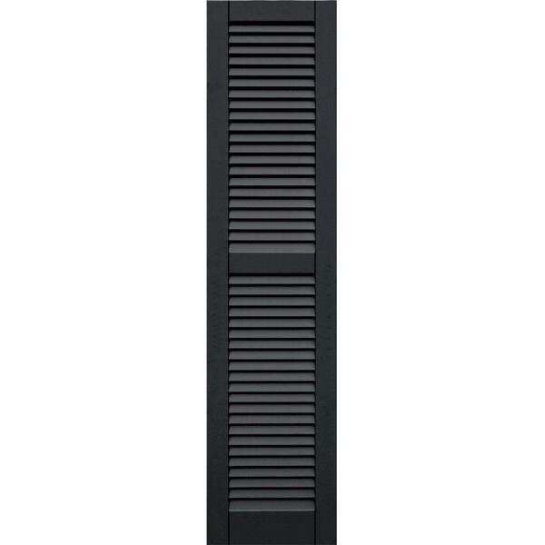 Winworks Wood Composite 15 in. x 63 in. Louvered Shutters Pair #632 Black