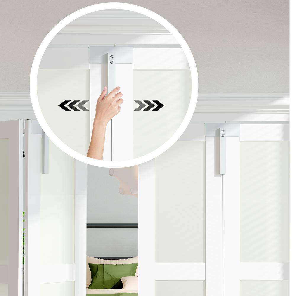 24 in. x 80 in. White Finished MDF Bifold Door with Frosted Glass