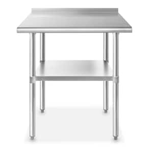 36 x 24 in. Stainless Steel Kitchen Utility Table with Backsplash and Bottom Shelf