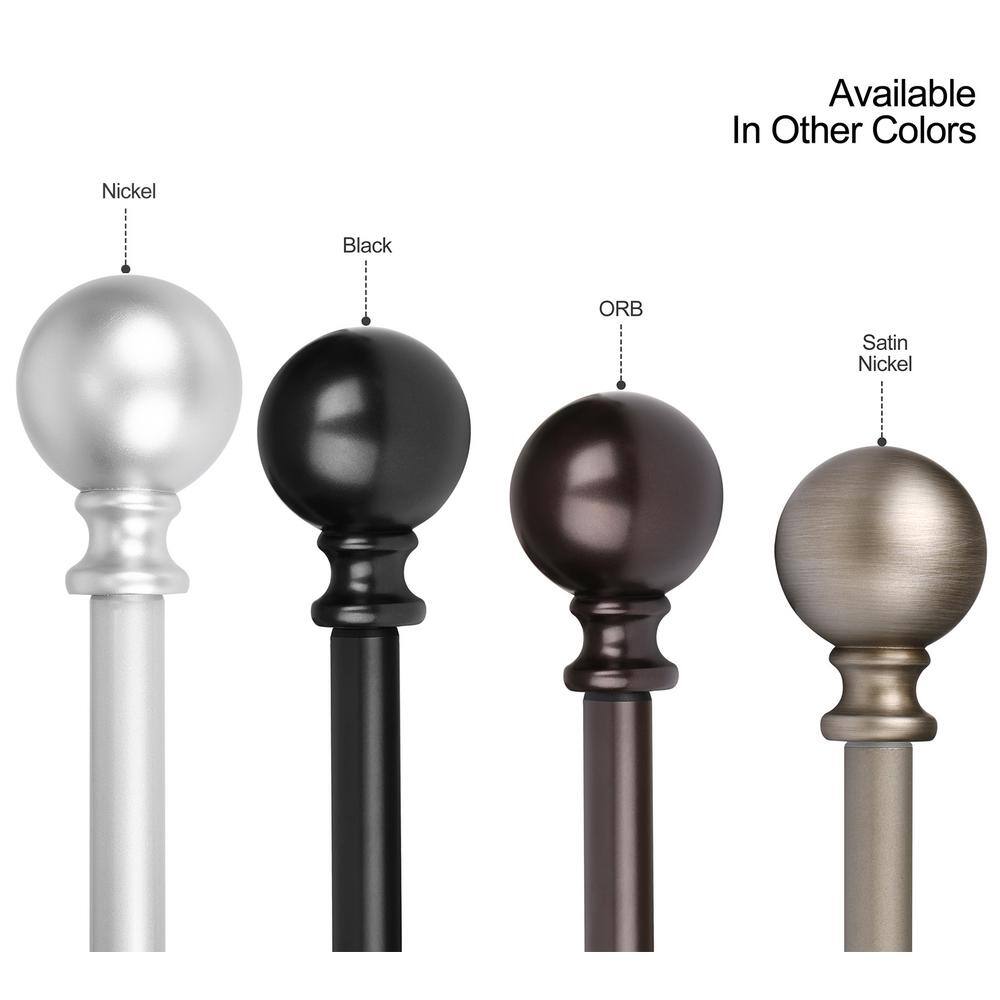 Adjustable Nickel Curtain Rod with Decorative Finials, 48-86 inches
