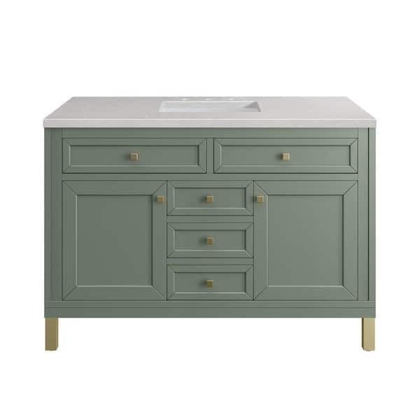 James Martin Vanities Chicago 48.0 in. W x 23.5 in. D x 34 in. H Bathroom Vanity in Smokey Celadon with Eternal Serena Quartz Top