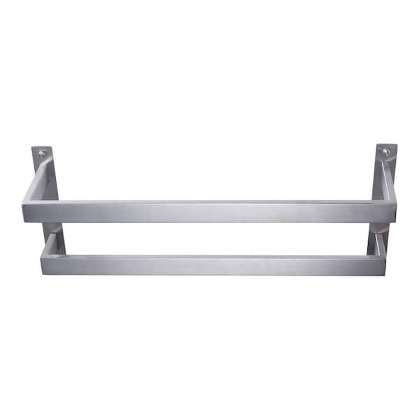 20 in. Wall Mounted Double Towel Rack in Brushed Nickel