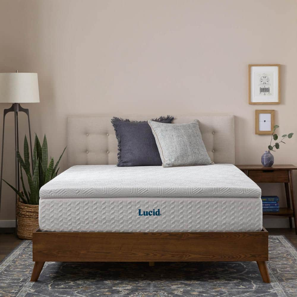 Lucid Comfort Collection 2 in. Full Bamboo Charcoal and Gel Memory Foam ...