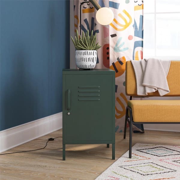Ameriwood Cache 15 in. W Hunter Green  Rectangle Metal Locker Style Living Room End Table