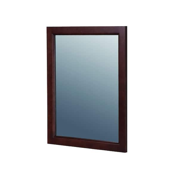 Glacier Bay Chelsea 22 in. W x 28 in. H Rectangular Wood Framed Wall Bathroom Vanity Mirror in Auburn