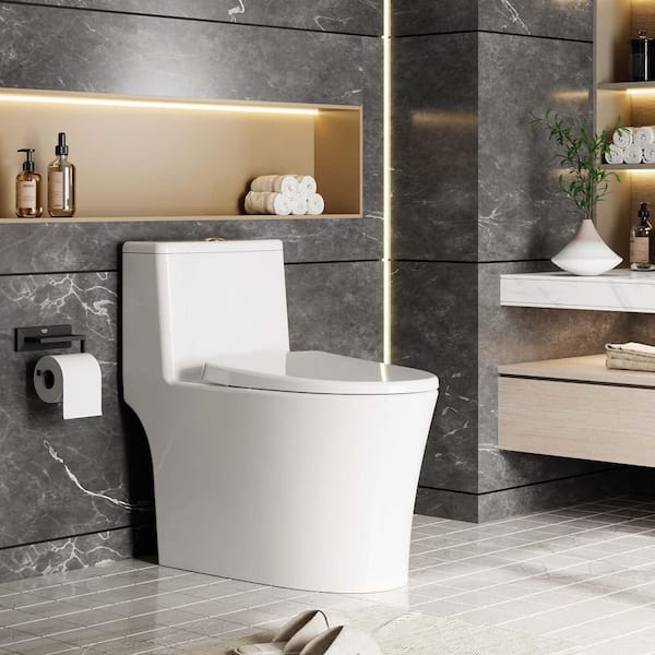 Garvee 15 in. 1-piece 3L/4. 8L Dual Flush V‑Shape PP Seat Toilet