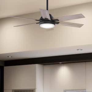 Georgetown 52 in. Integrated LED Indoor Matte Black Ceiling Fan with Light Kit and Remote Included