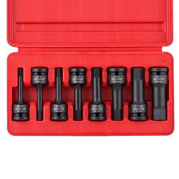 1/2 in. Drive Metric Impact Allen-Bit Socket Set (8-Piece)