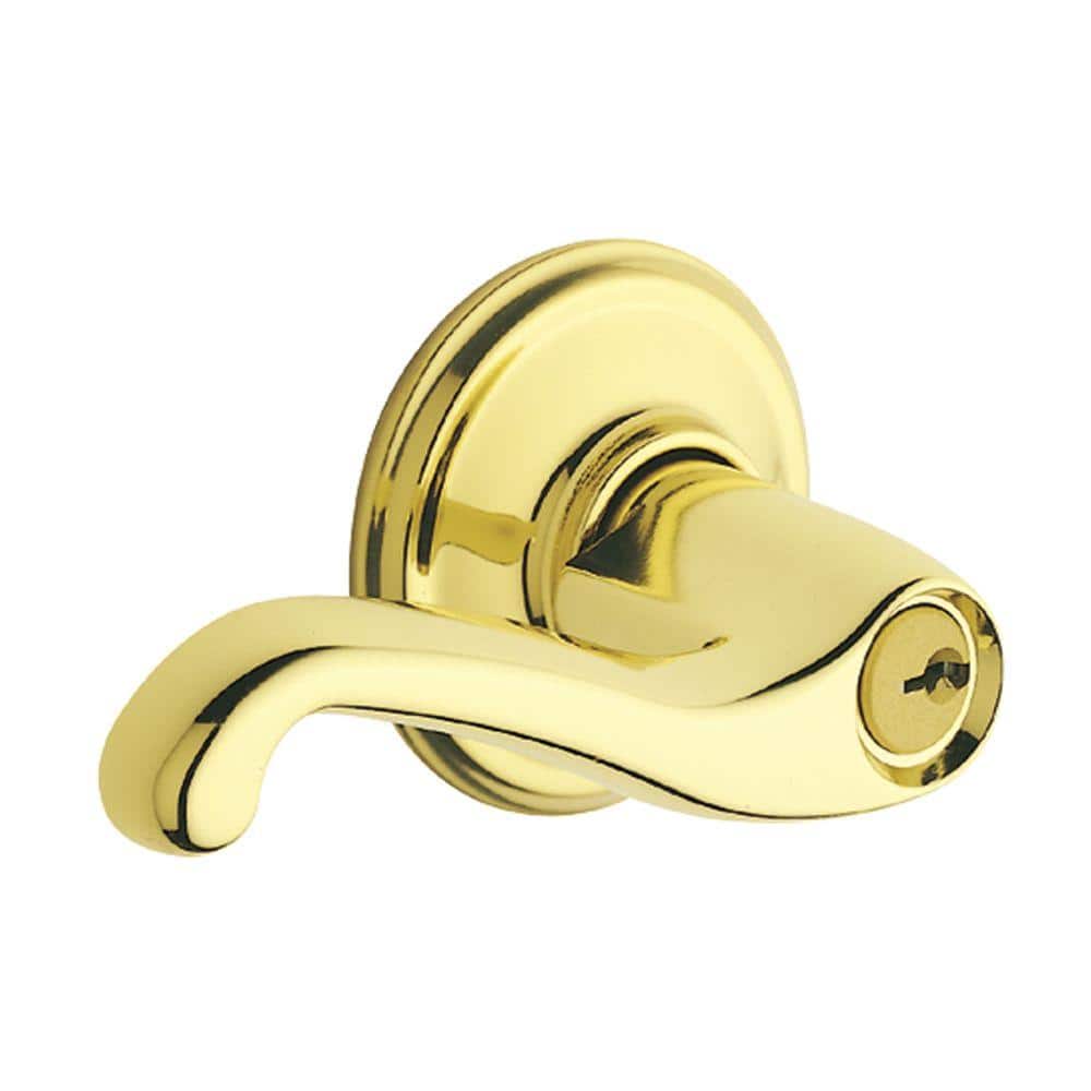 UPC 043156792191 product image for Flair Bright Brass Classic Keyed Entry Door Handle | upcitemdb.com