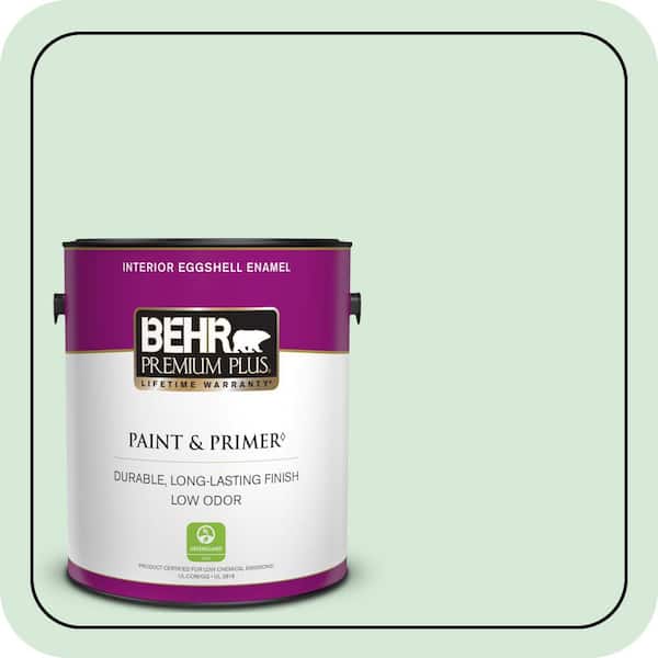 BEHR PREMIUM PLUS 1 gal. #M410-1 Jade Mist Eggshell Enamel Low Odor Interior Paint & Primer