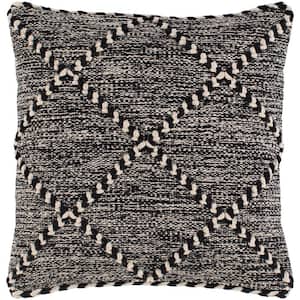 Nevaeh Black Woven Polyester Fill 20 in. x 20 in. Decorative Pillow