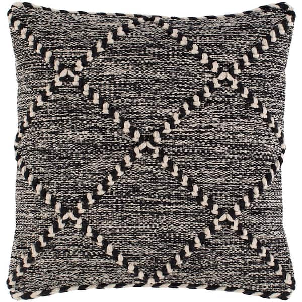 Nevaeh Black Woven Polyester Fill 20 in. x 20 in. Decorative Pillow