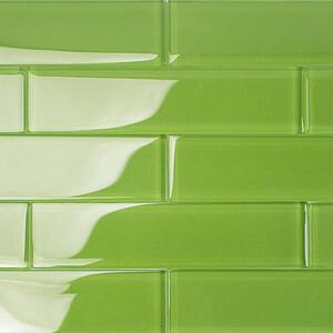 Contempo Apple Lime 2 in. x 8 in. x 8mm Polished Glass Floor and Wall Tile (36 pieces 4 sq.ft./Box)