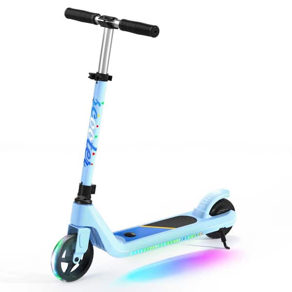 2-Wheel Electric Scooter for Kids Age 6-10 with Flash Wheels and Adjustable Height/Speed in Blue