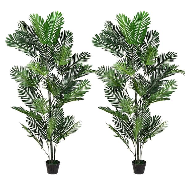 Unbranded 6.89 ft. Real Touch 2-Piece Large Artificial Palm Tree Set-Lifelike Tropical Faux Plants for Indoor and Outdoor Decor