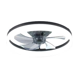 19.7 in. LED Indoor Black Flush Mount Ceiling Fan with Remote and Reversible Motor, 3 Color Temperature