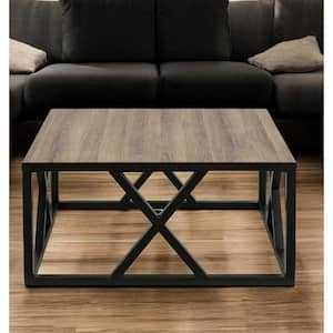 35 in. Black Square Wood Coffee Table