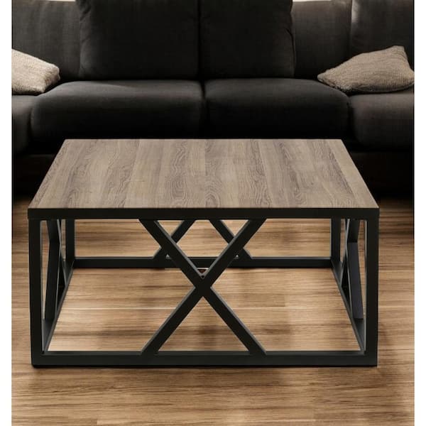 HomeRoots 35 in. Black Square Wood Coffee Table 2000521995 - The Home Depot