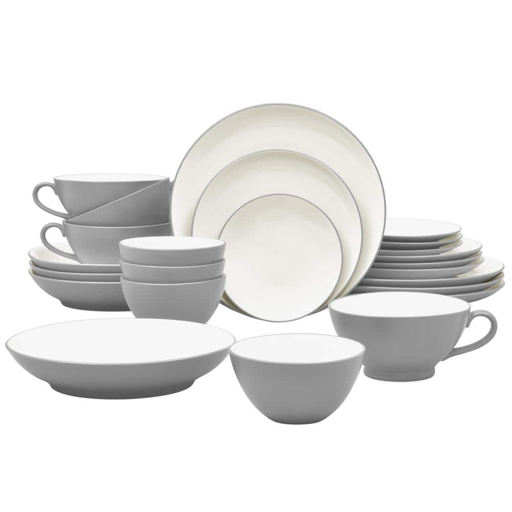 Noritake Colorwave Slate 24-Piece (Gray) Stoneware Dinnerware Set, Service for 4