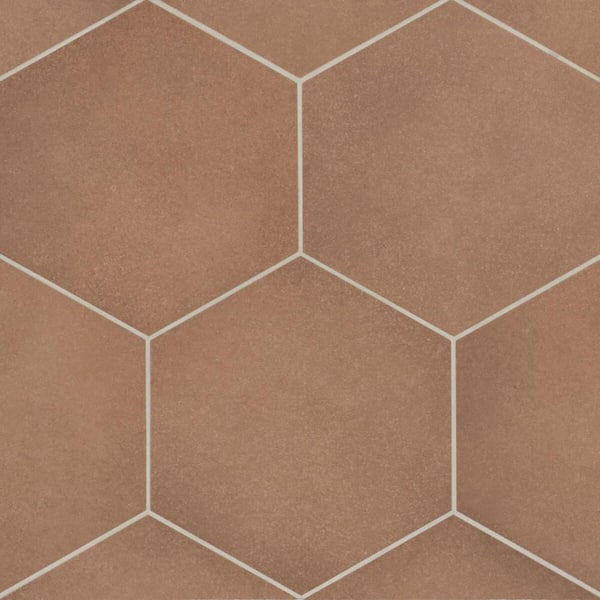 Sample-Makoto Hexagon 4 in. x 5 in. Matte Umi Terracotta Porcelain Floor Tile