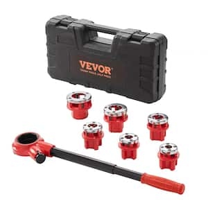 Ratchet Pipe Threader Kit 1/4in. NPT-1-1/4in. NPT Manual Ratcheting Pipe Threader Portable Tool Set with 6PCS NPT Dies