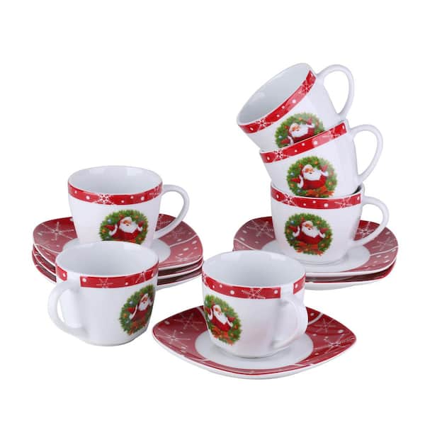Set of 6 Ornament Espresso Cups & Saucers