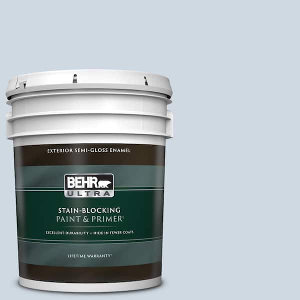 BEHR ULTRA 5 gal. #S520-1 Pale Cornflower Semi-Gloss Enamel Exterior Paint & Primer