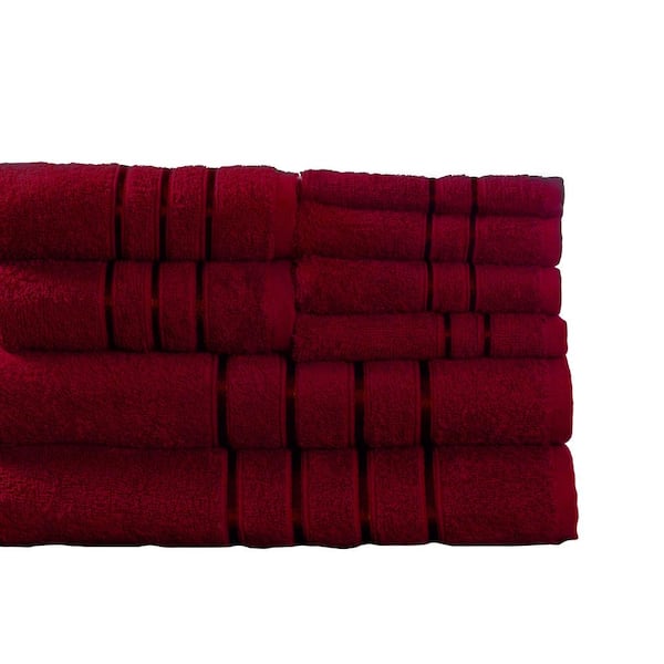 Lavish Home 8 Piece 100% Cotton Plush Bath Towel Set - Bone