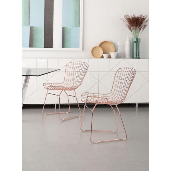 ZUO Rose Gold Steel Wire Dining Chair (Set of 2)