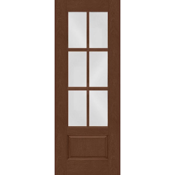 Steves & Sons Regency 36 in. x 96 in. Universal Handing 3/4-6 Lite Clear Glass Chestnut Stain Fiberglass Front Door Slab